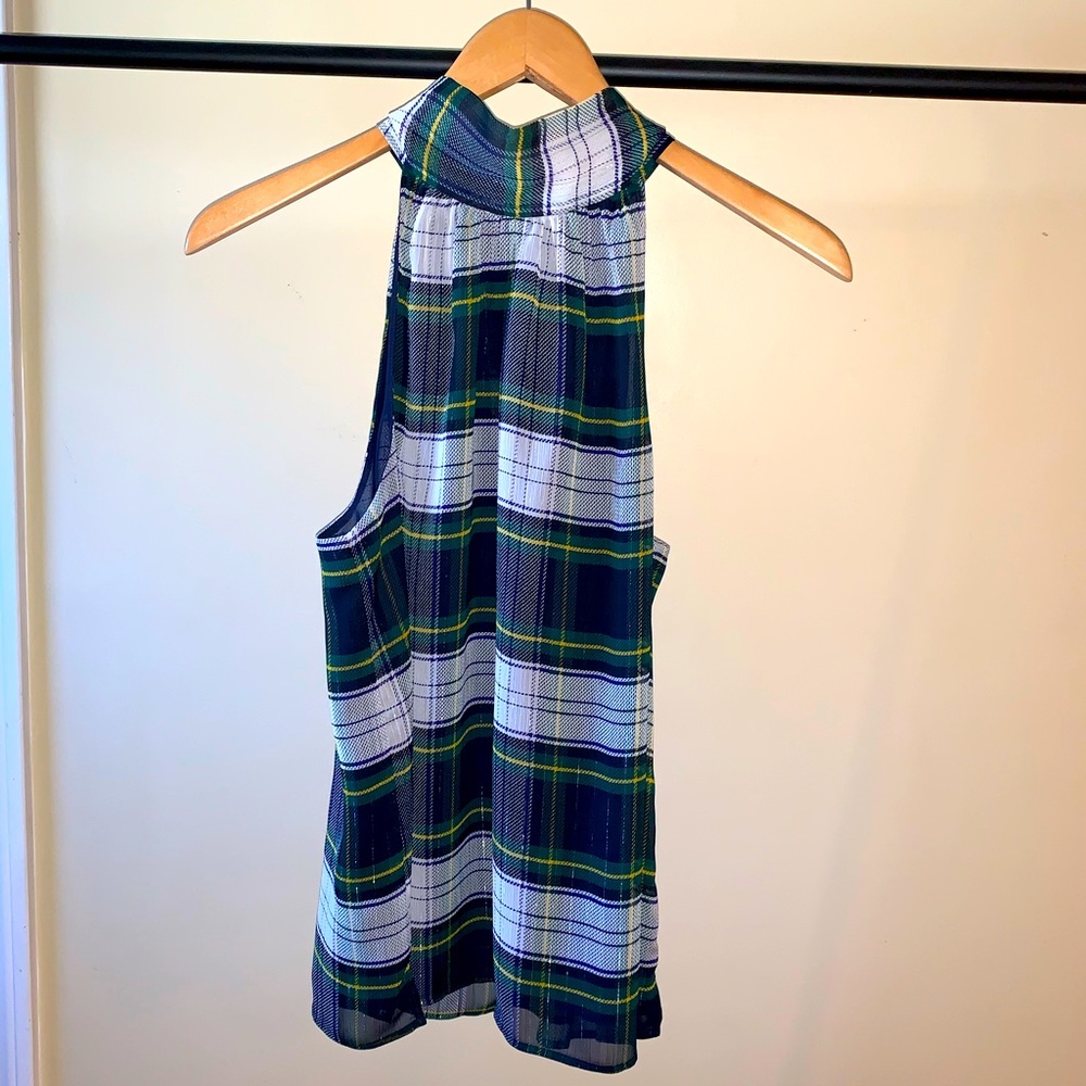 I Crew Halter Bow Neck Top Stewart Plaid  Size  4 NWT . Style # H3481
